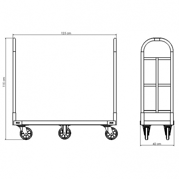Carro Reposição Equilíbrio Central 6 Rodas | Zinco & Arte