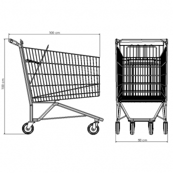 Carrinho 210 Litros com Chassi Tubular Tampa Cadeirinha | Zinco & Arte